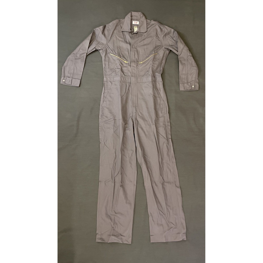 Walls Coveralls 40 Tall Master Made Grey Mechanic Work Wear Long Sleeve